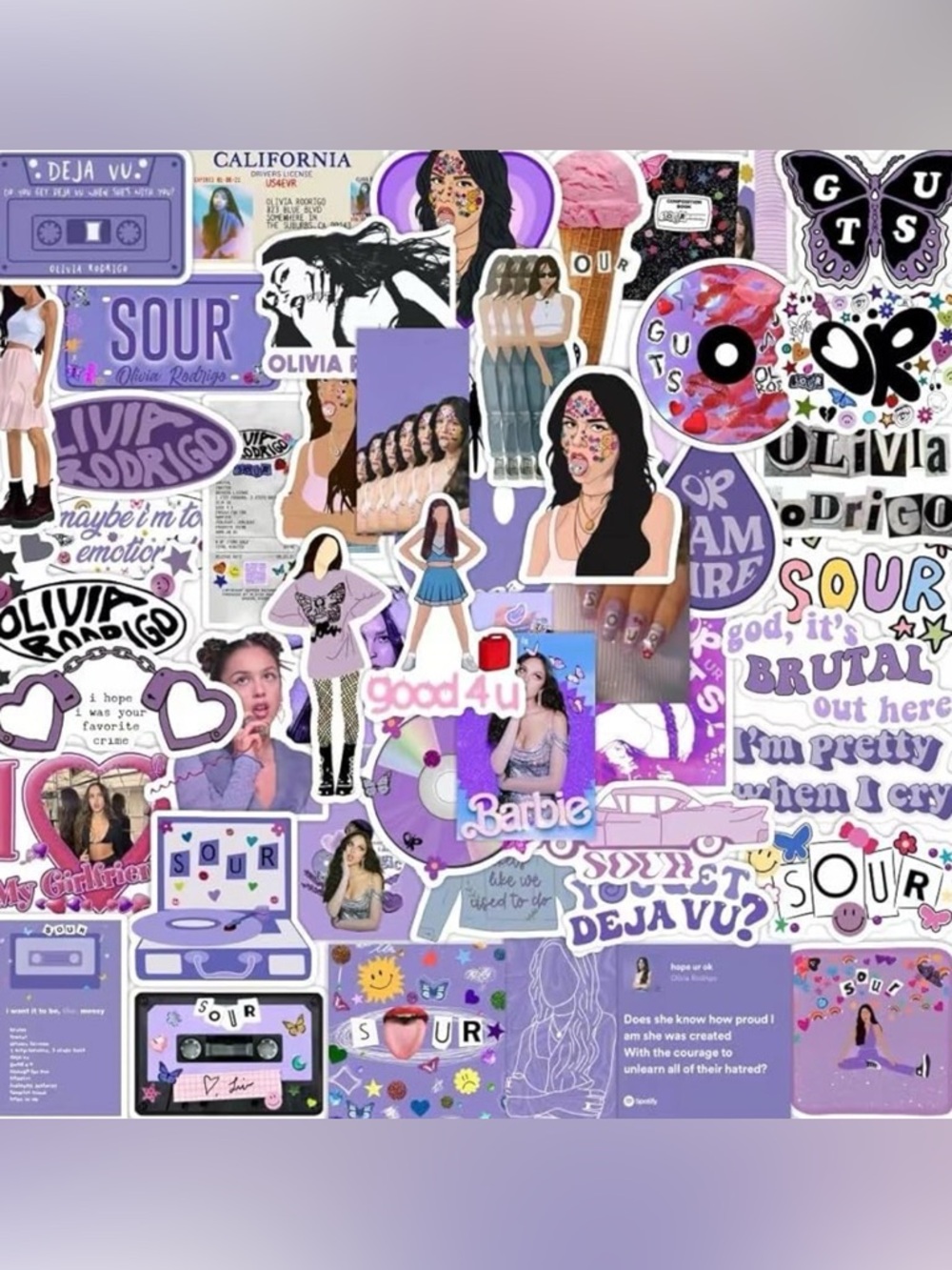 💜 20 Pcs Olivia Rodrigo Sticker Set - Picture 2 of 7